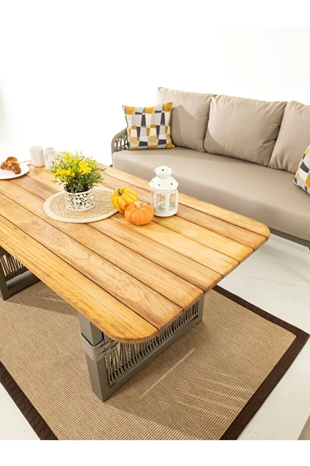 Capella Üçlü Bahçe Balkon Oturma Grubu -cappucino (MASA TABLASI DÜZ KESİM OLARAK GELMEKTEDİR)